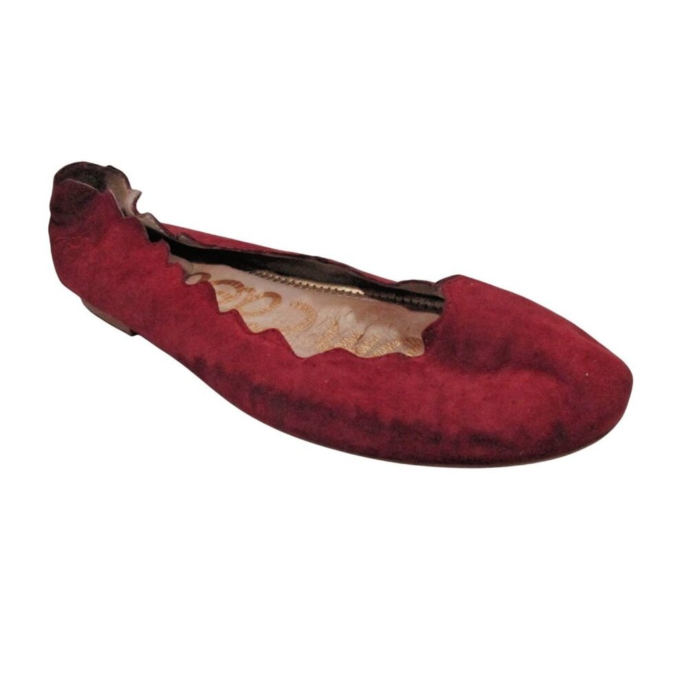 Sam Edelman Cranberry Pink Suede Flats Scalloped Edges - Size - US8M/EU38